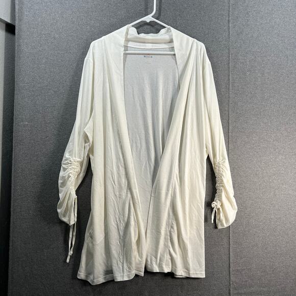 Belle Beach by Kim Gravel Oren Front Cardigan Cover Up Heathered White X-Large - Picture 1 of 10